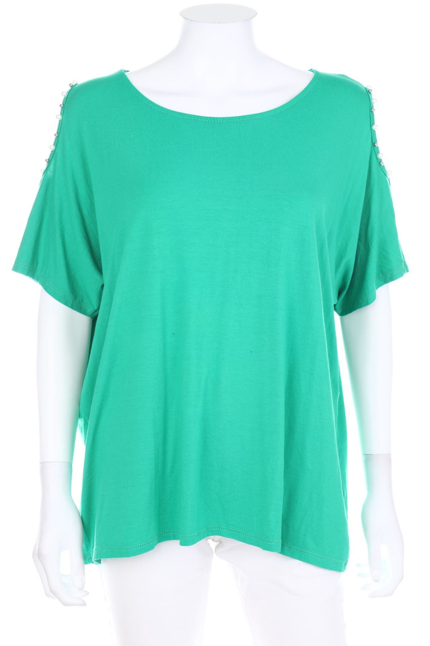 My Style - Cold-Shoulder-Shortsleeve-Shirt with Pearls - D 50