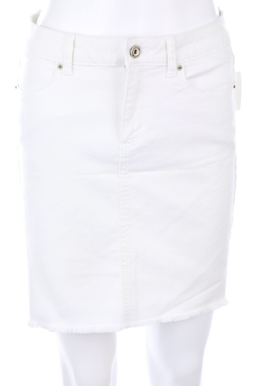 pieces - Mini-Jeansrock mit Logo-Knöpfen - M