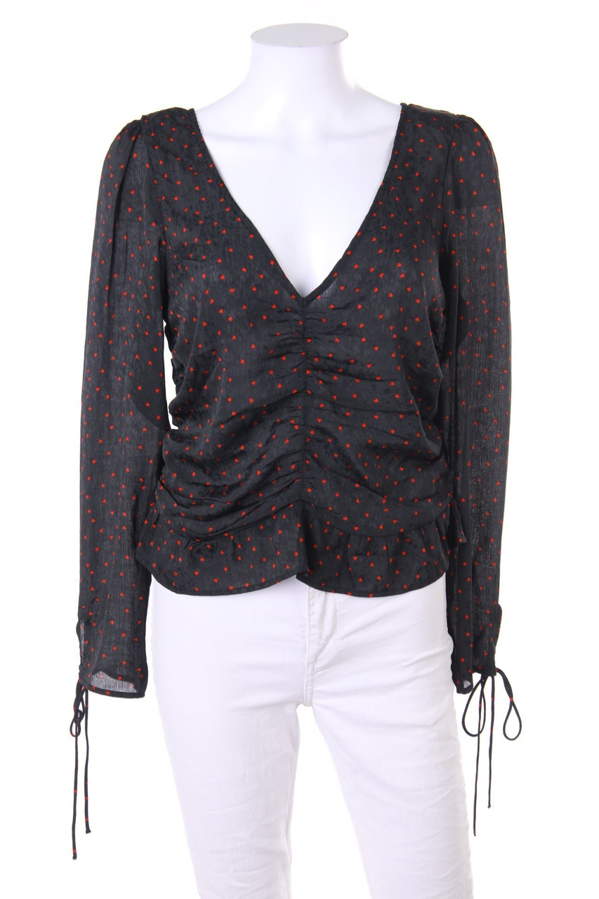 H&M - Print-Bluse mit Raffungen - M