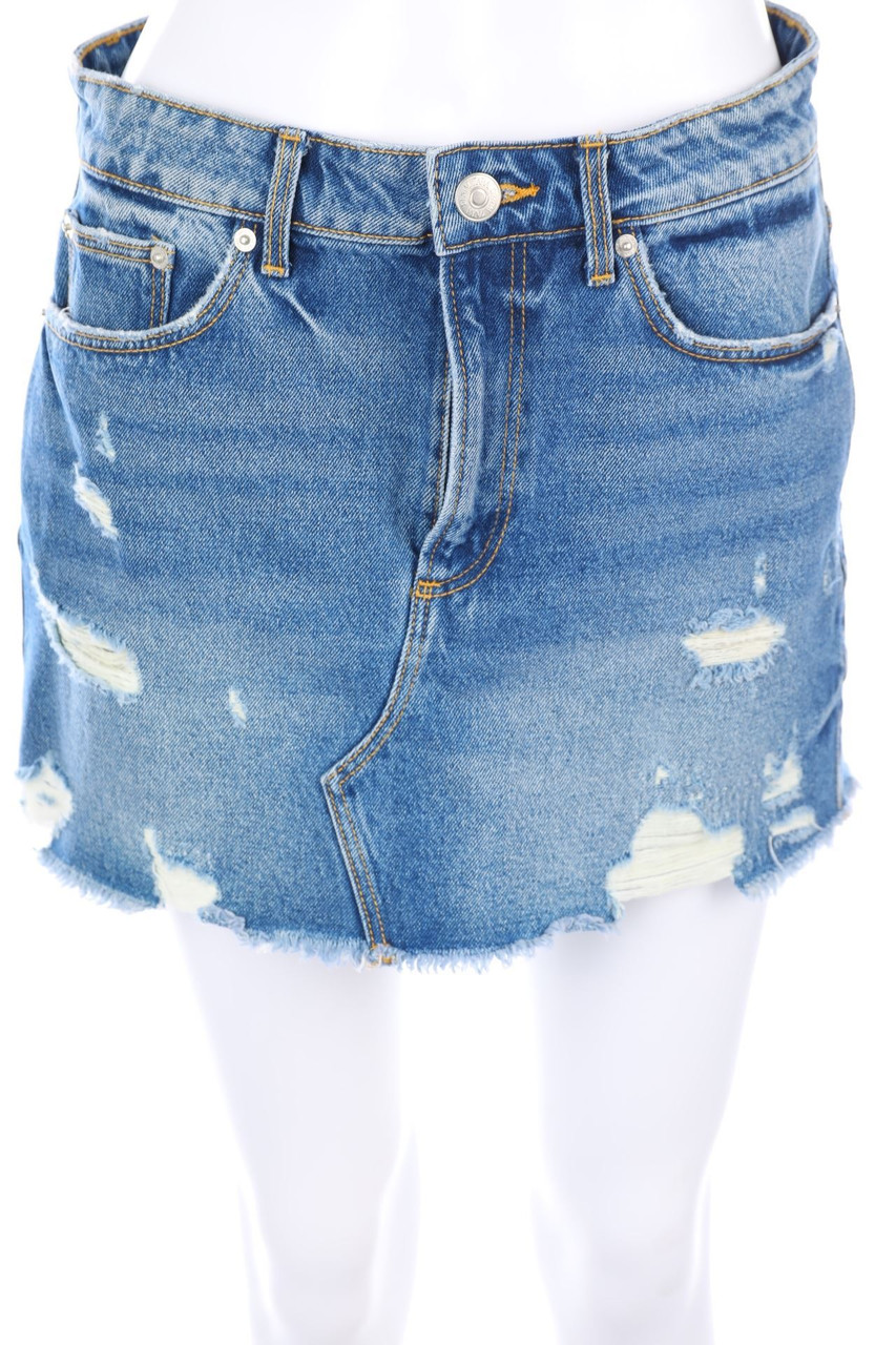 ZARA - Destroyed-Denim Mini Skirt - M