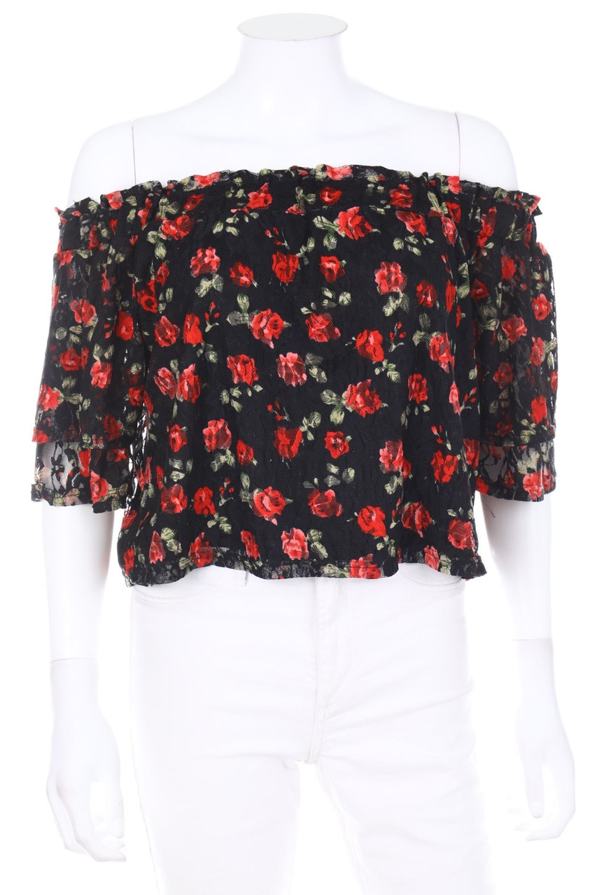 No Label - Off-the-shoulder blouse with Flower Print - D 36