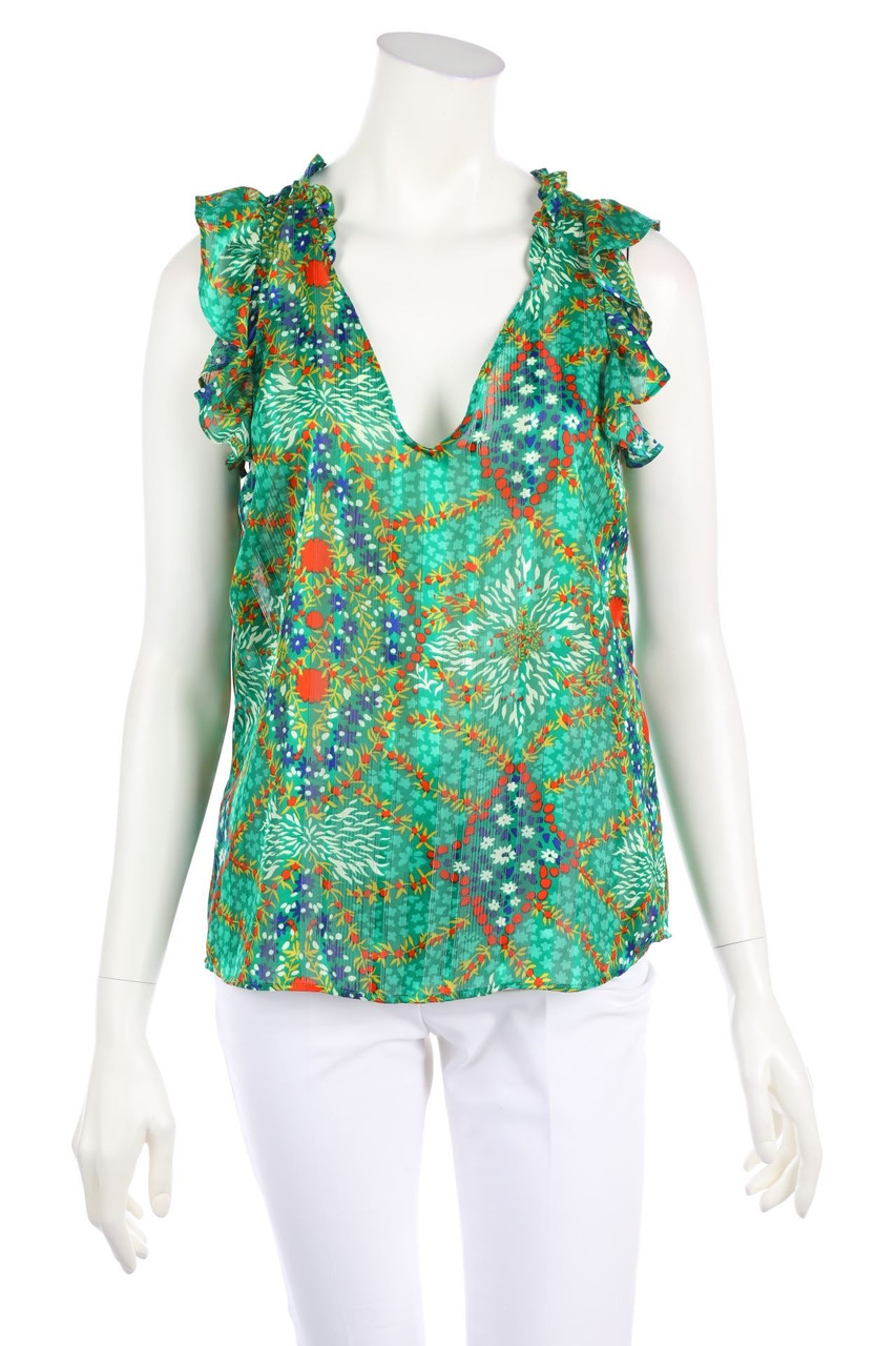ba&sh - Print-Blouse Top with Frills - D 36