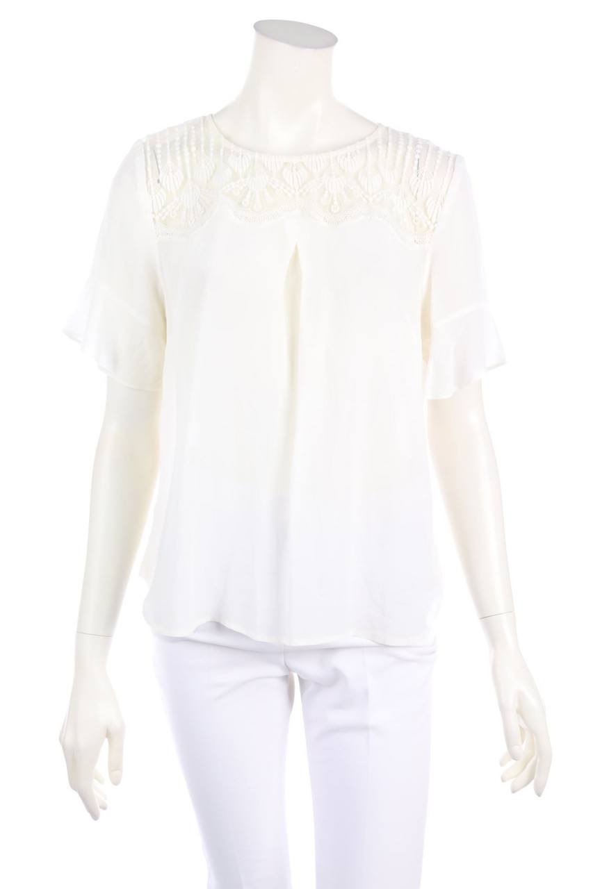 rosemunde COPENHAGEN - Boho-Shortsleeve Blouse with Lace Insert - S