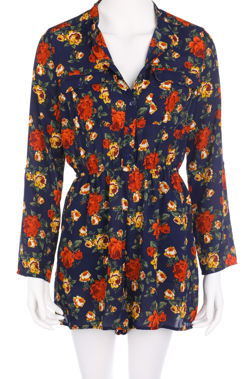 H&M DIVIDED - Print-Playsuit mit Krempel-Ärmeln - D 40