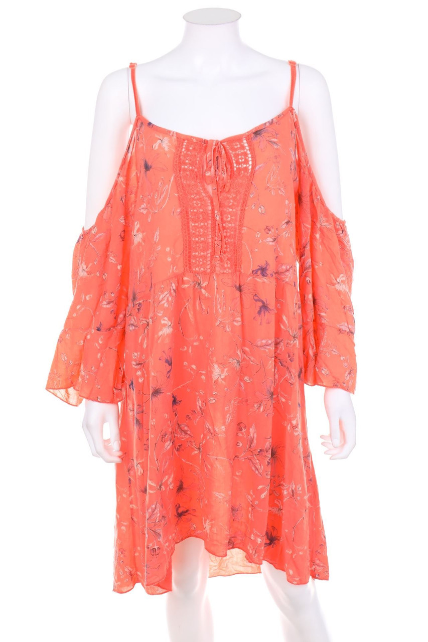 zebra - Cold-Shoulder-Tunic Dress, Boho Style - XS