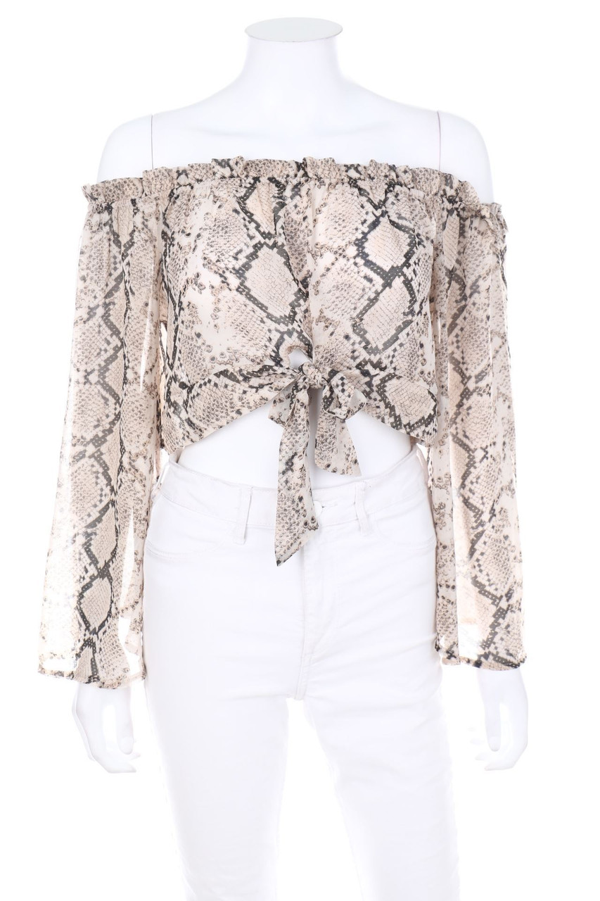 MISSGUIDED - Cropped-Off-the-shoulder blouse with Animal Print - D 36