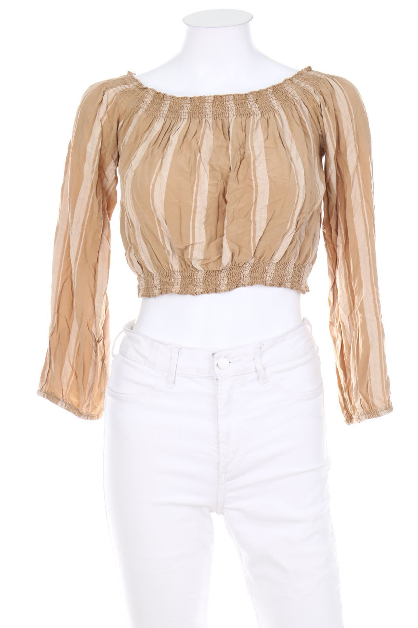 zebra - Cropped-Off-the-shoulder blouse with Stripes - M