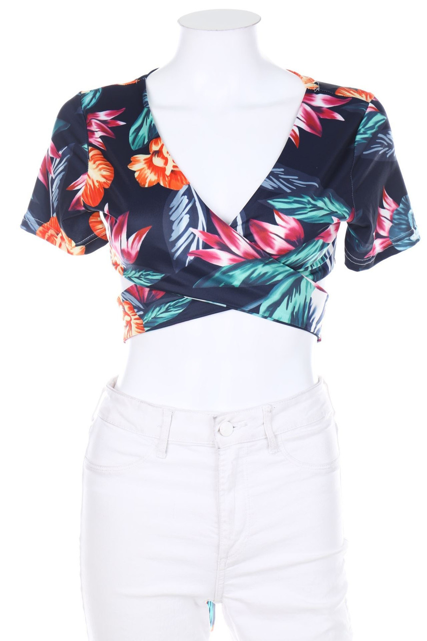 No Label - Wrap Blouse with Flower Print - D 32