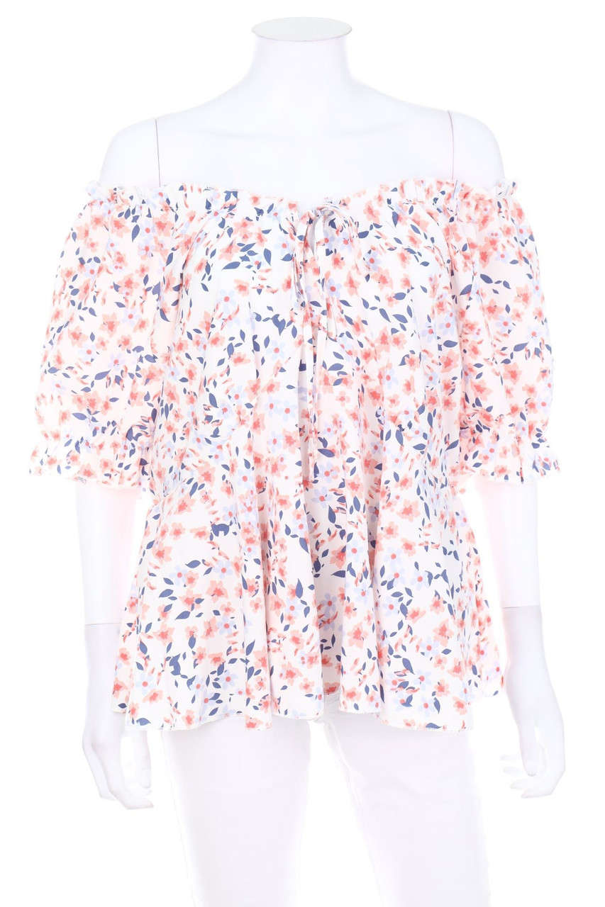 SHEIN CURVE - Carmen-Bluse mit Blumen-Print - XXL