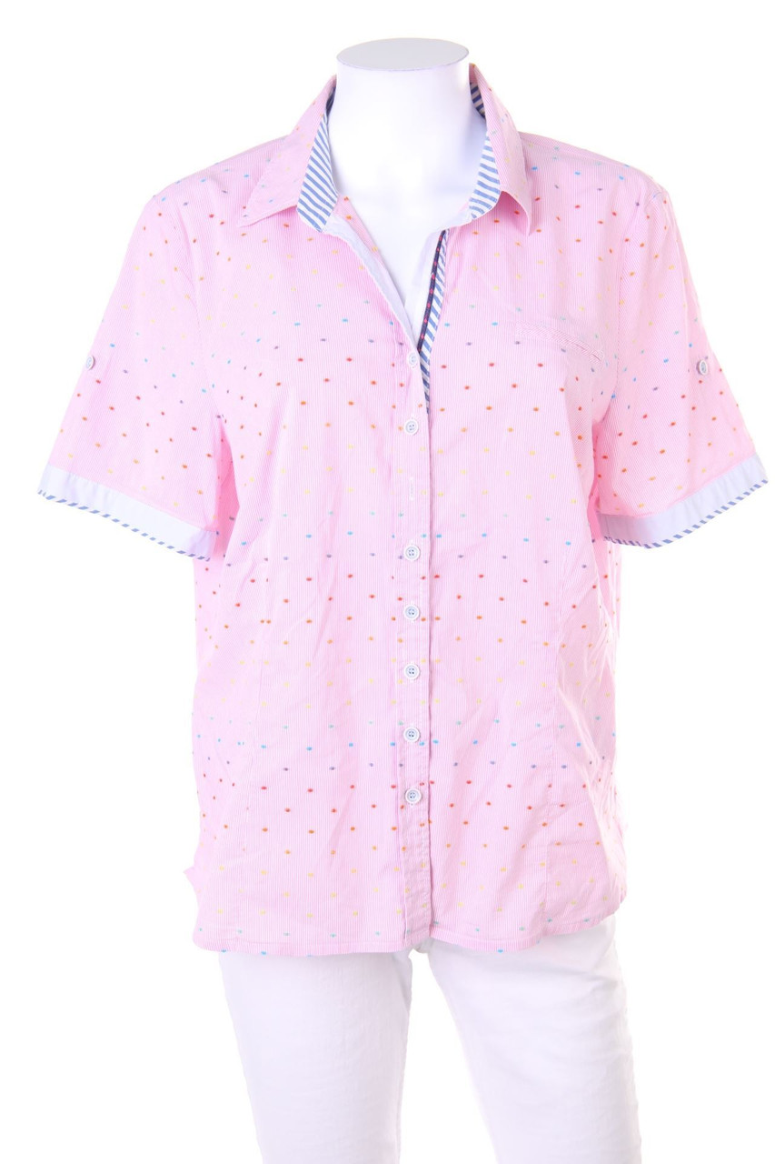 just white - Shortsleeve Blouse with Roll-up Sleeves - D 44