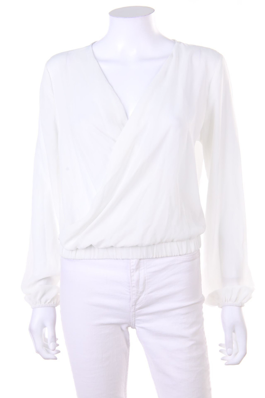 MISSGUIDED - Longsleeve-Shirt with Wrap-Effect with Deep Plunge Neckline - D 36
