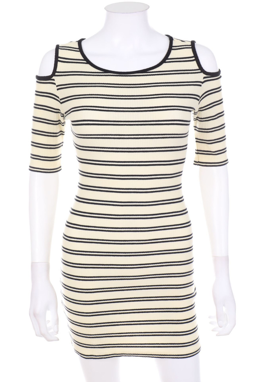 MANGO - Cold-Shoulder-Minikleid mit Streifen - S