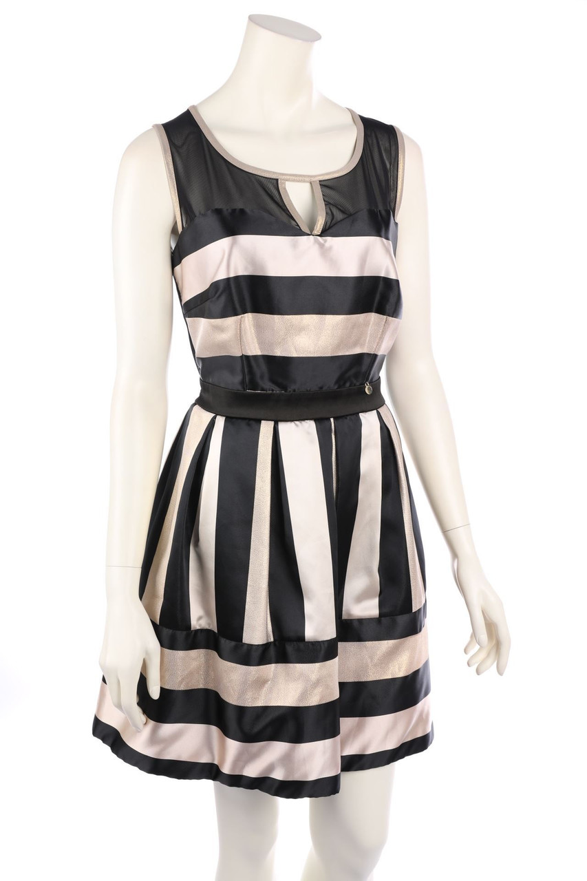 RINASCIMENTO - Glitzer-Cocktailkleid mit Mesh-Einsatz - L