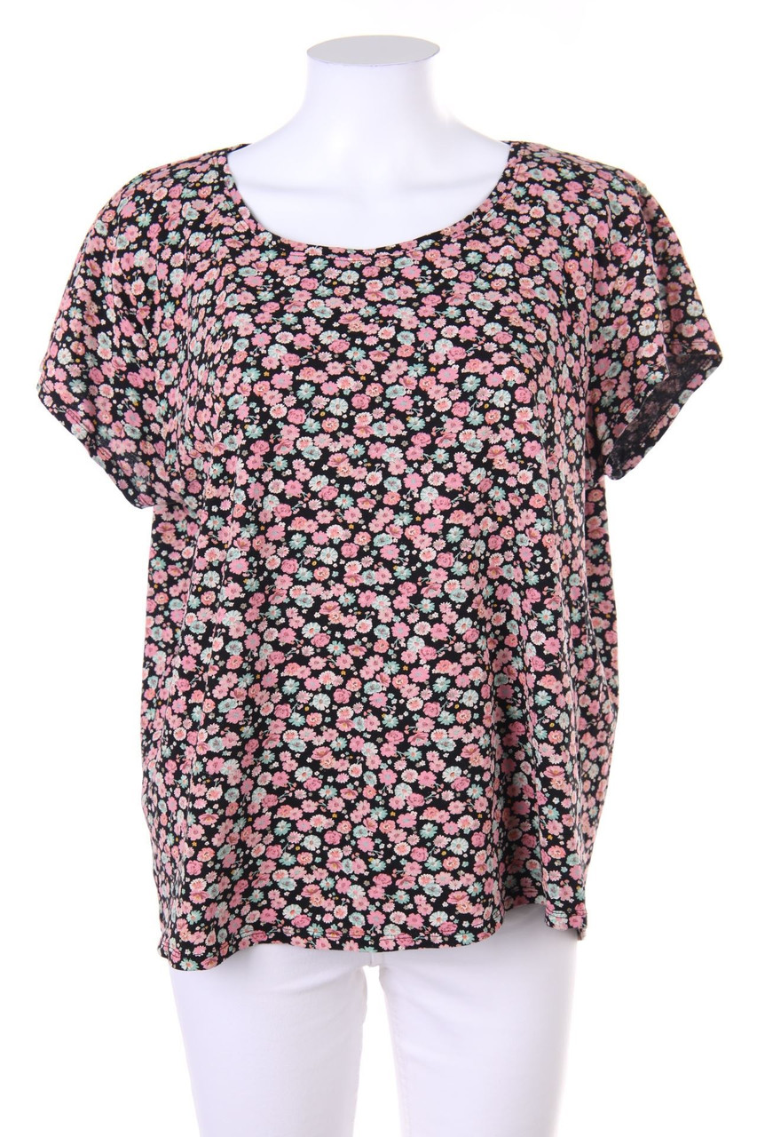 Ohne Label - Kurzarm-Shirt mit Blumen-Print - M
