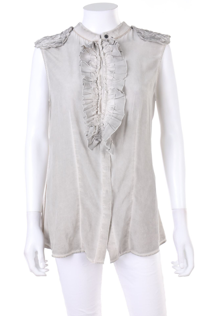 LIEBESKIND - Garment Dyed-Blouse Top with Frills - D 38
