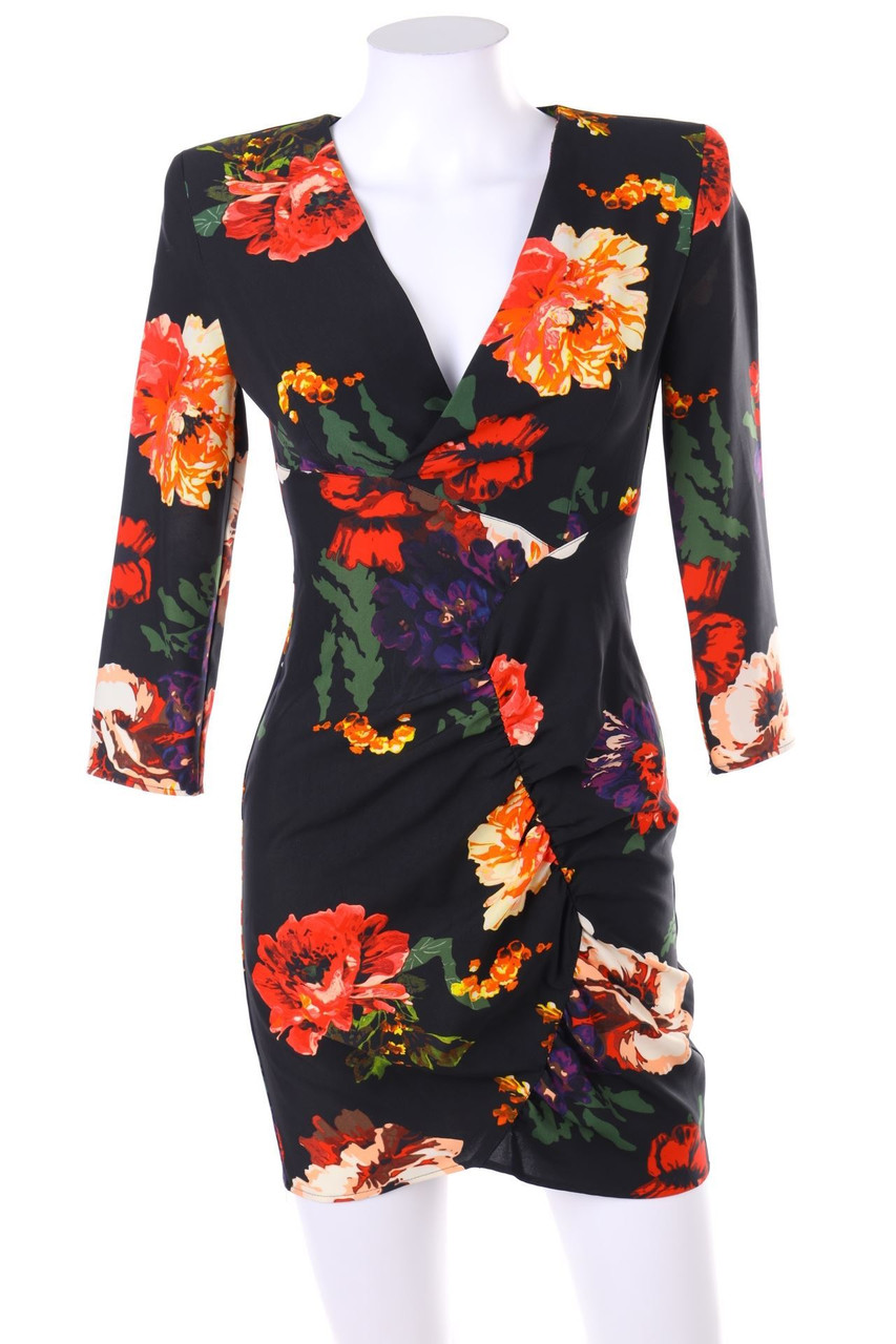 ZARA - Print-Minikleid mit Raffungen - XS