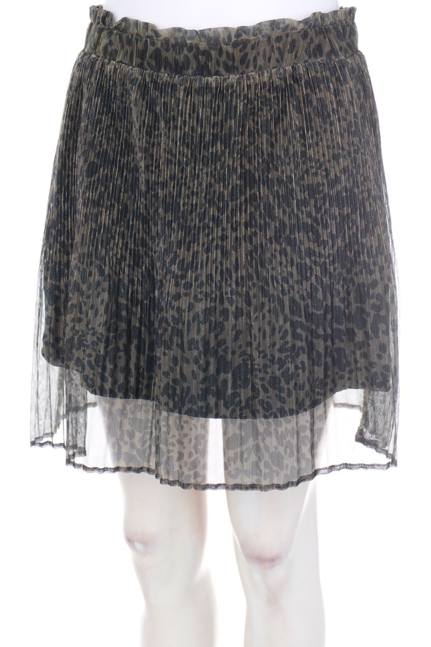 No Label - Pleated Mini-Skirt with Leo Print - D 38