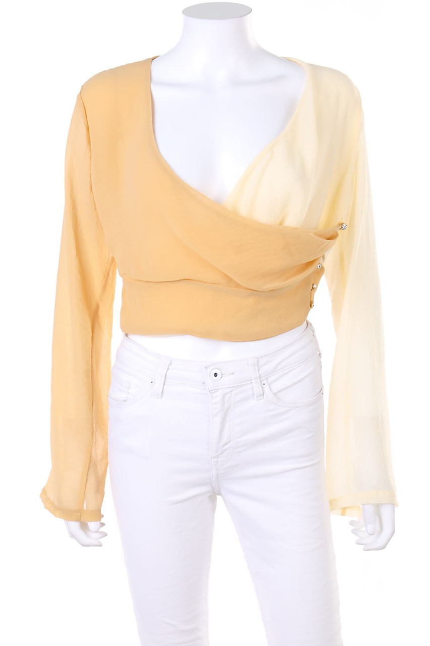 REVISE - Two Tone-Chiffon-Blouse with Wrap-Effect - XS