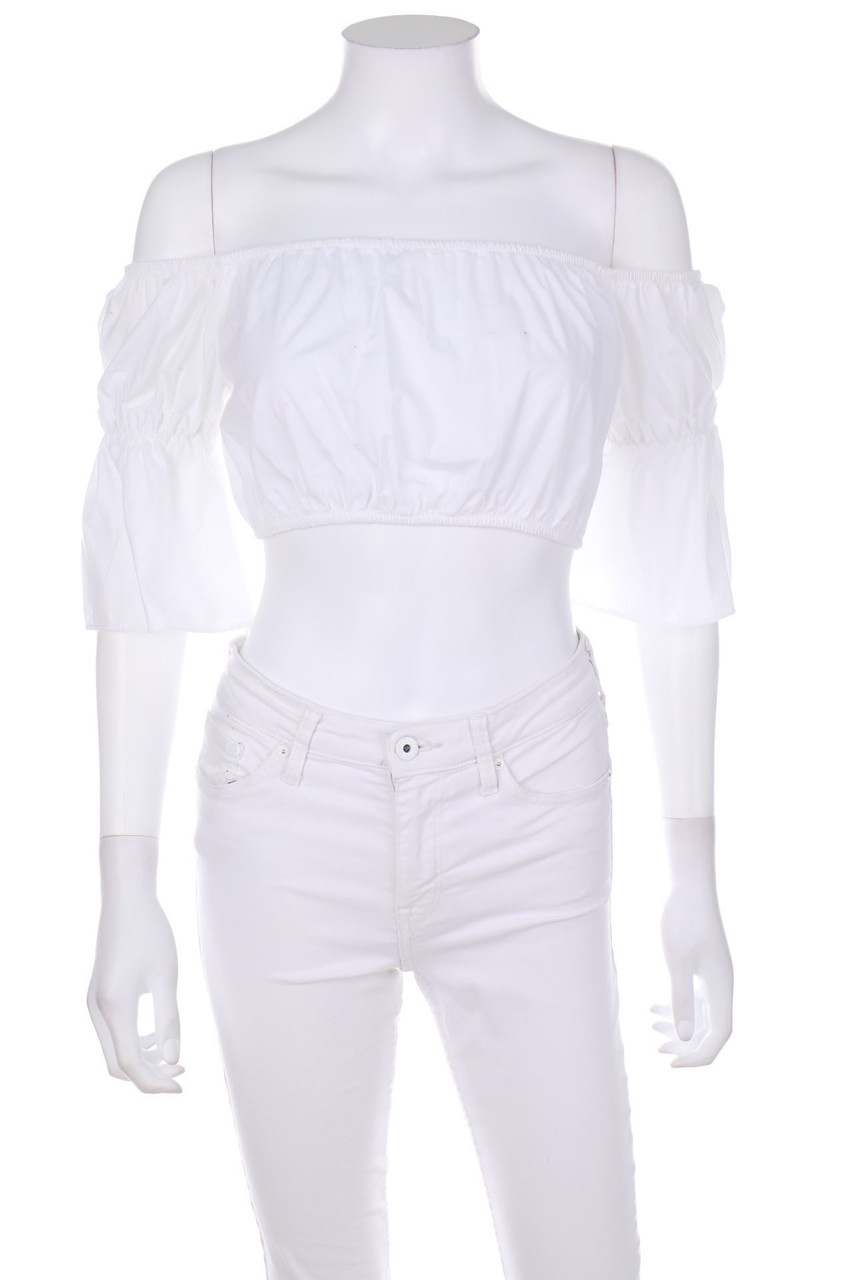 Bershka - Cropped-Off-the-shoulder blouse with Elastic Band - S