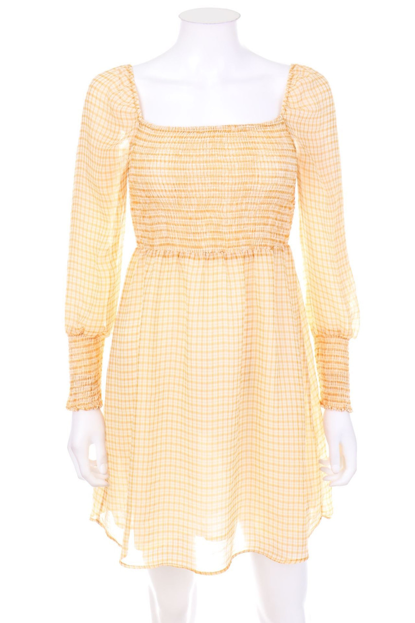 ONLY - Karo-Minikleid mit Smok-Details - D 36