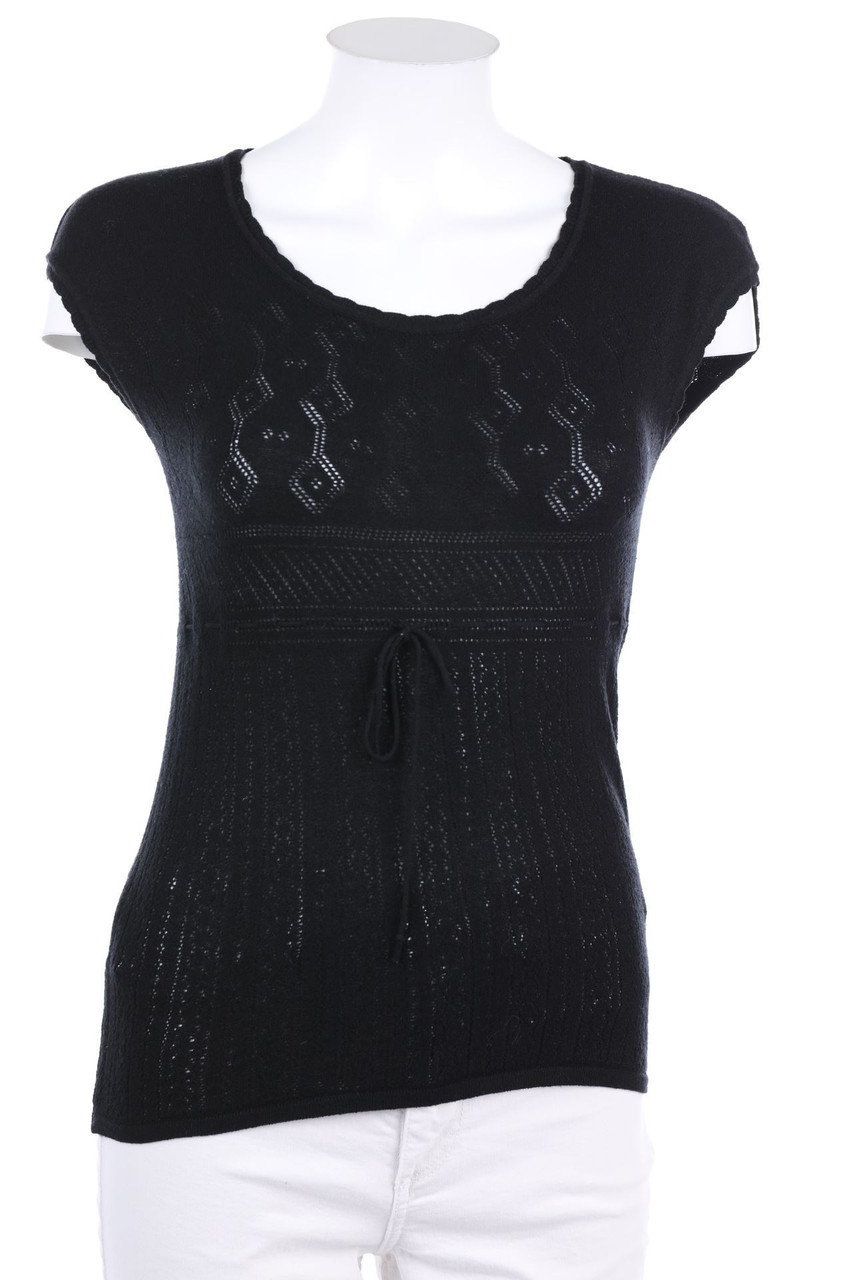 STEFANEL - Kurzarm-Strick-Pullover aus Lochstrick - M