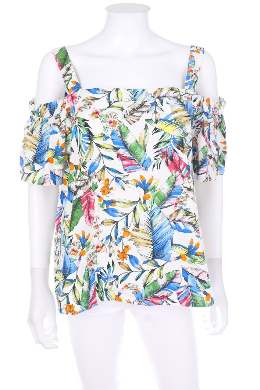 ESPRIT - Carmen-Kurzarm-Shirt mit Print - D 42