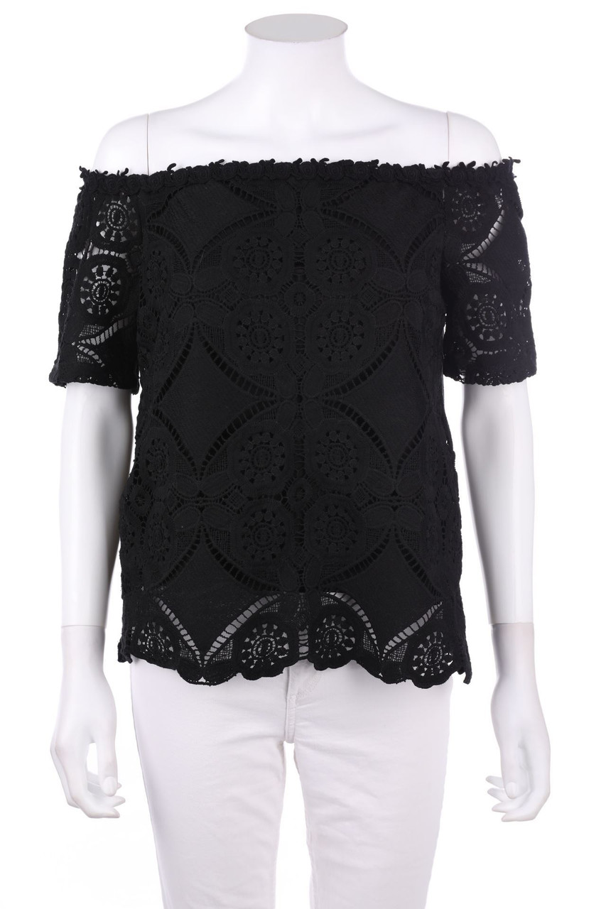 VILA - Spitzen-Carmen-Bluse aus Baumwolle - M