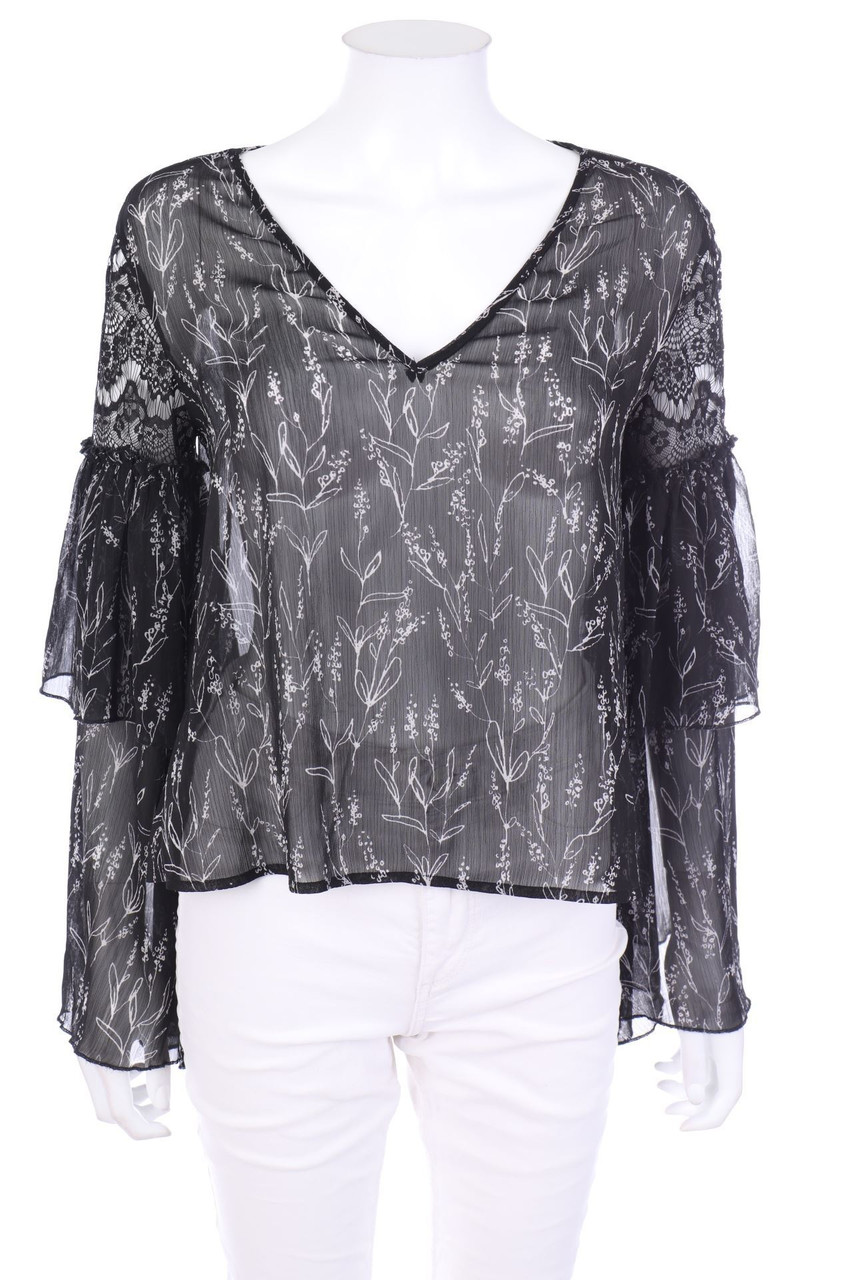 ZARA - Volant-Bluse mit floralem Muster - XS