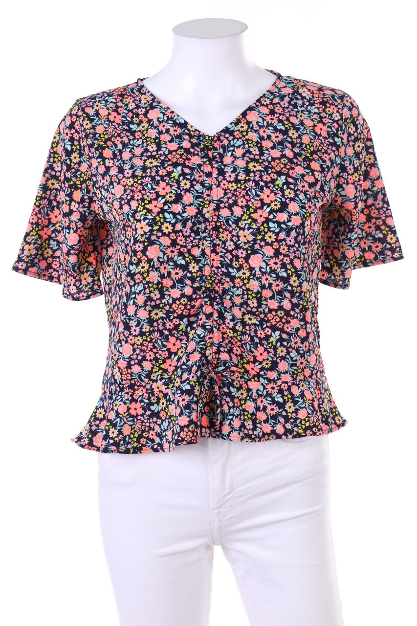 H&M - Kurzarm-Bluse mit floralem Muster - M