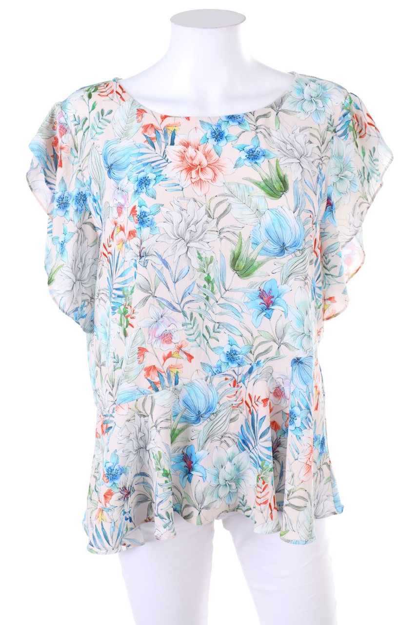 promod - Kurzarm-Bluse mit Blumen-Print - D 40