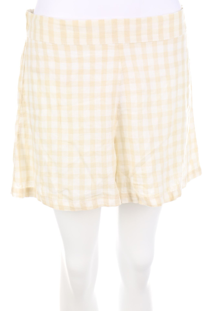H&M - Hotpants aus Leinen-Mix mit Karo-Muster - S