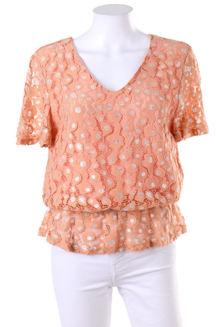 SIENNA - Shortsleeve Blouse, Lace with Glitter - D 38