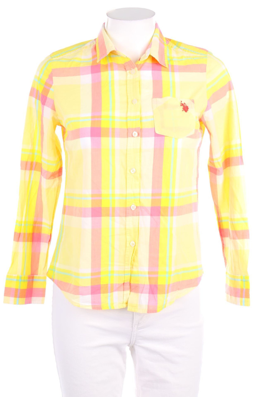 U.S. POLO ASSN. - Karo-Hemd-Bluse mit Logo-Stickerei - S