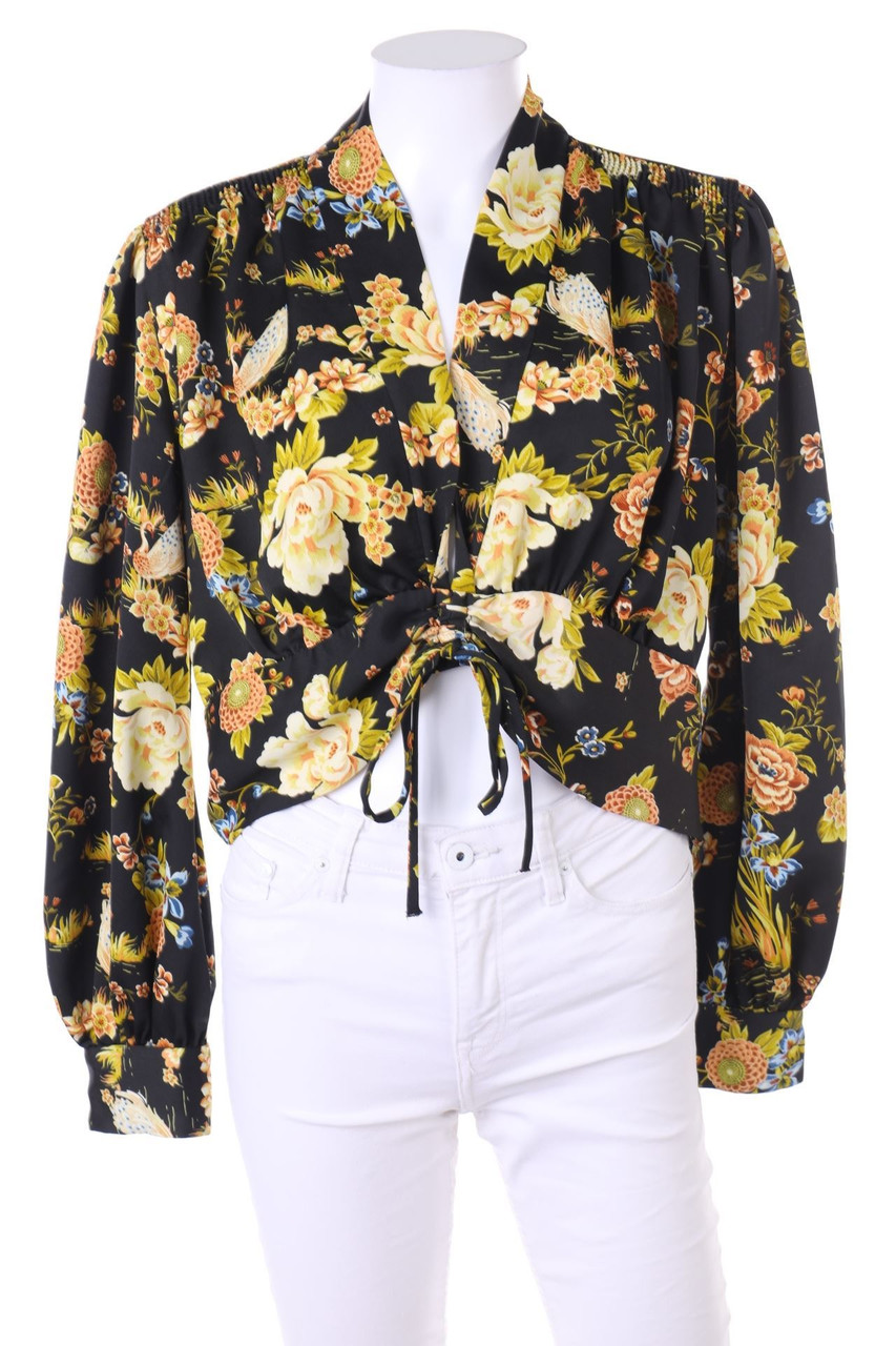 ZARA - Cropped-Bluse mit Raffungen - L