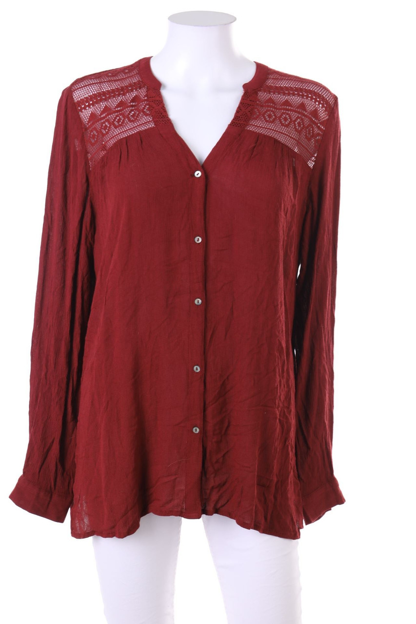 ESPRIT - Bluse mit Spitzen-Einsatz - D 38