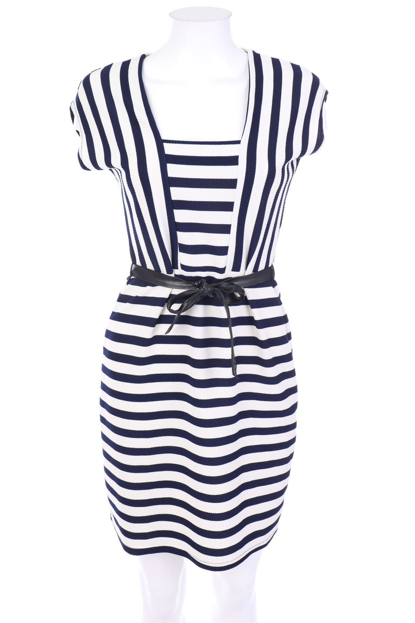 MORGAN - Dress, Nautical Style with Faux Leather Details - S