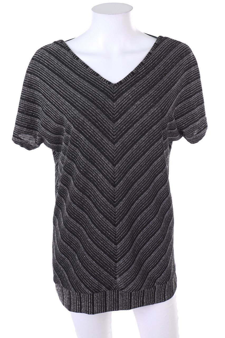 TAKKO - Metallic Shortsleeve-Shirt with Stripes - M