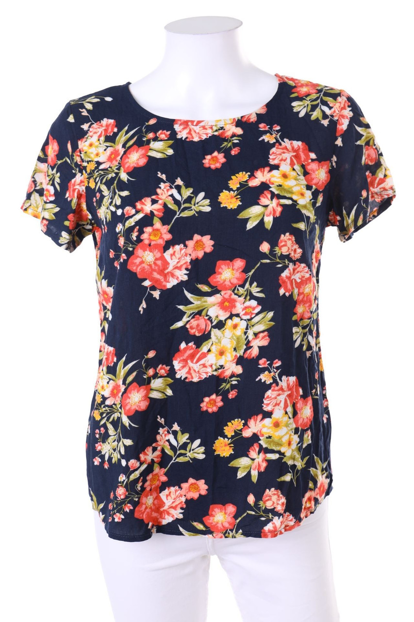 zebra - Shortsleeve Blouse with Flower Print - XS