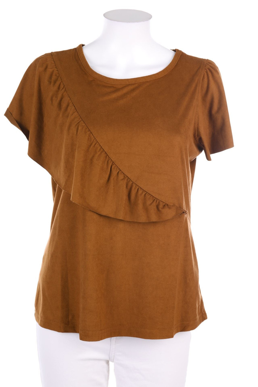 soyaconcept - Faux Leather-Kurzarm-Bluse - M