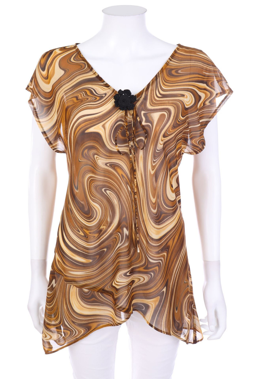 SECONDHAND - Shortsleeve Blouse with Print - S