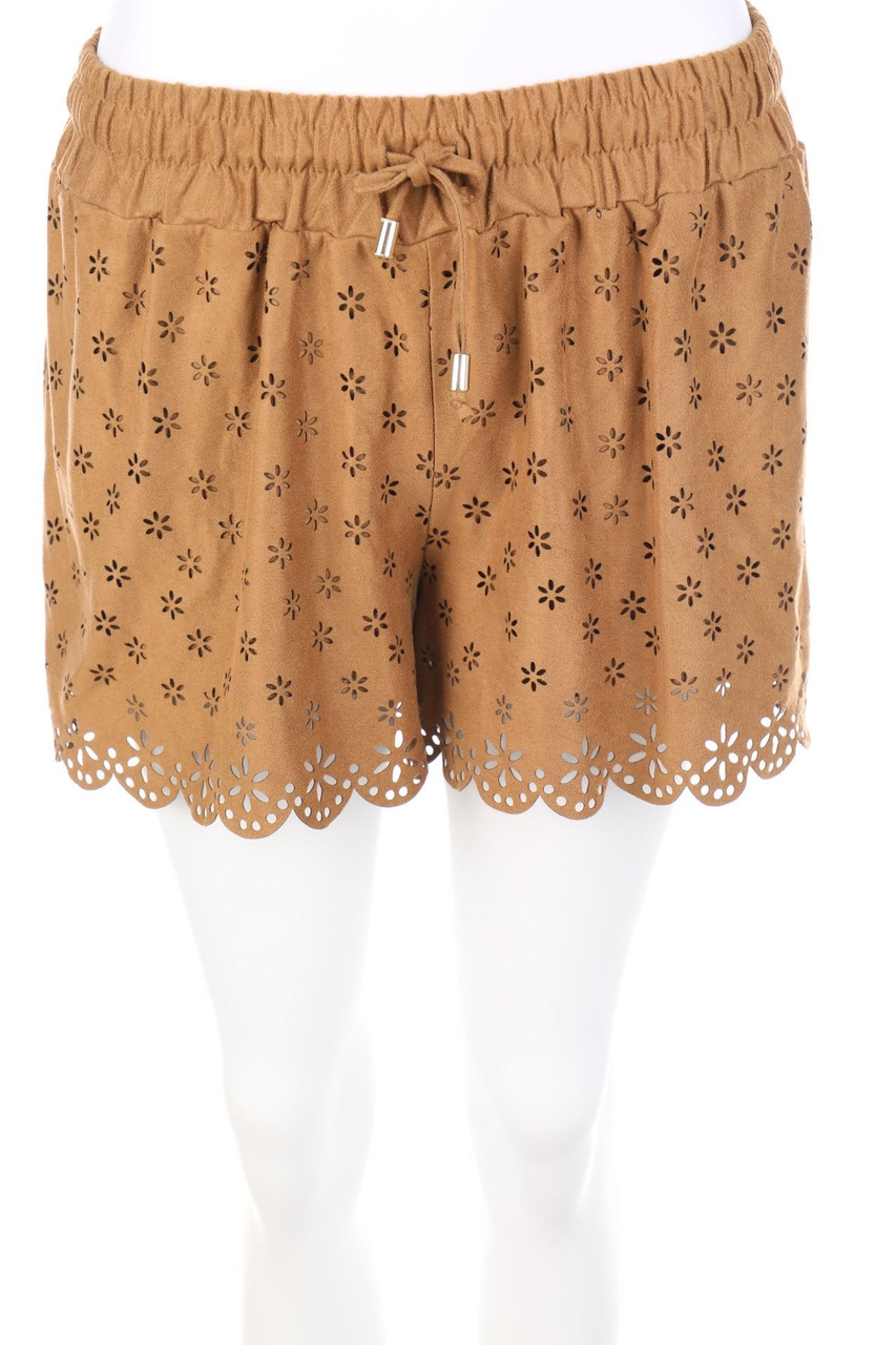 No Label - Faux Leather Shorts, Lace - W29