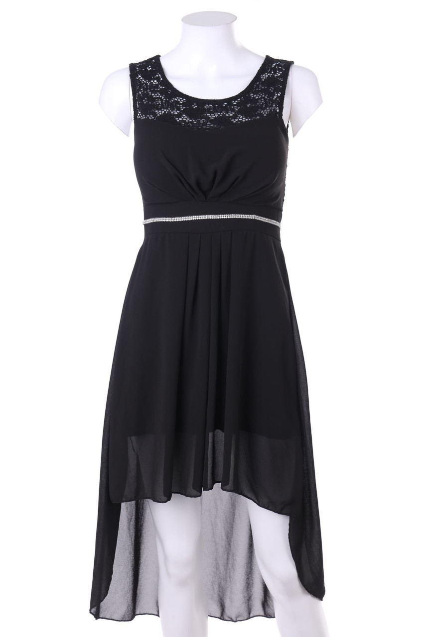 No Label - Vokuhila-Chiffon-Party Dress with Rhinestones - XS