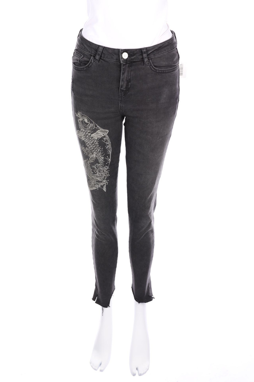 ZARA - Distressed Skinny-Jeans mit Stickereien - D 34