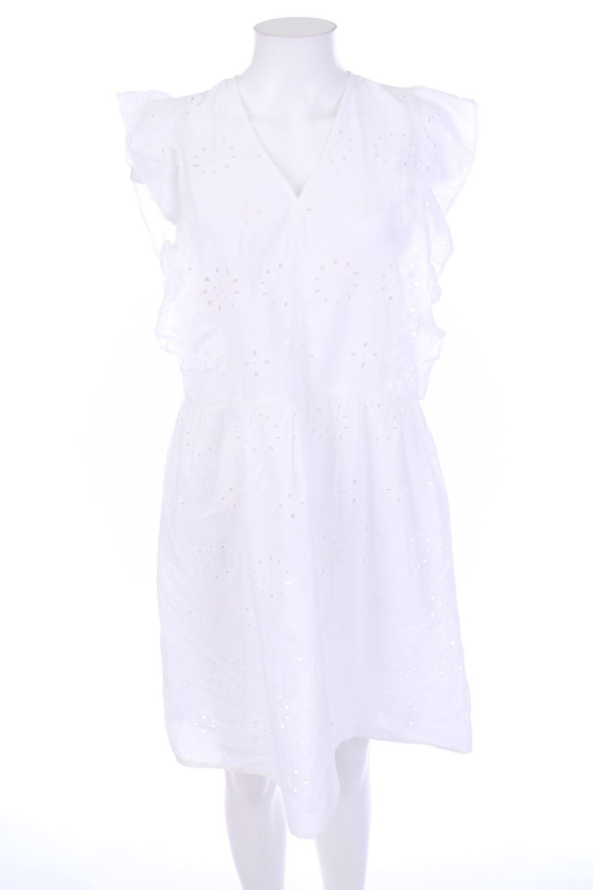 No Label - Mini Dress, Eyelet Lace  with Volants - M