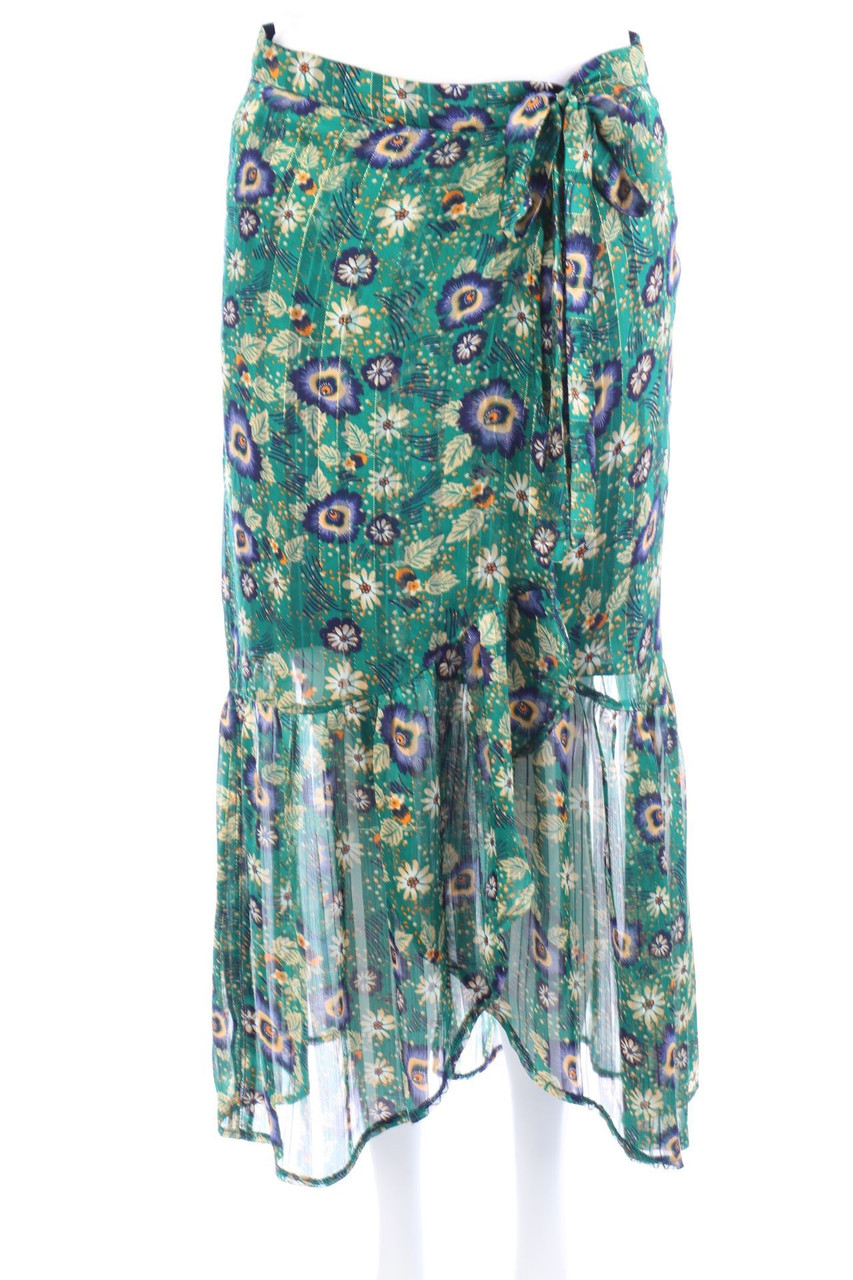 MORGAN - Midi Skirt with Wrap-Effect with Flower Print with Glitter - D 34