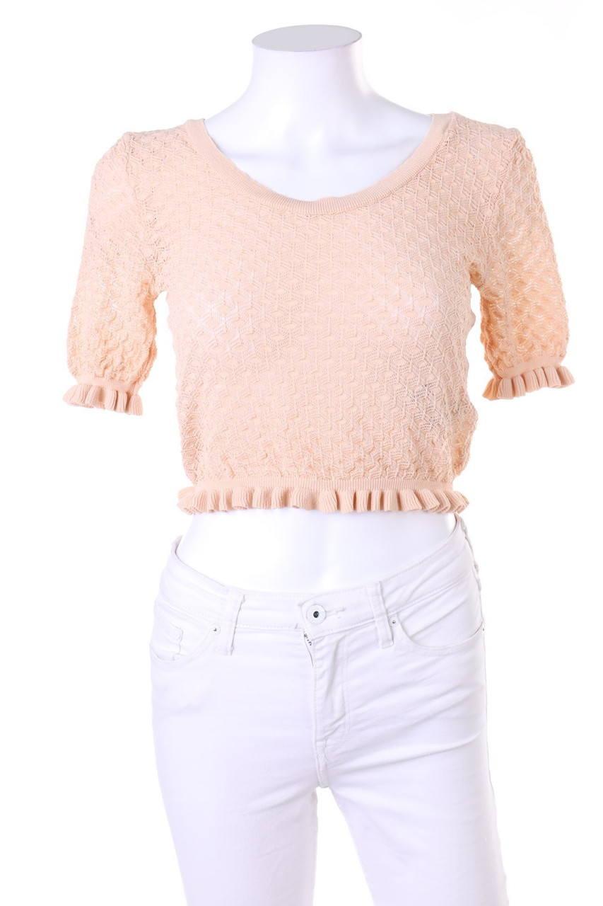 ZARA - Cropped-Shirt aus Lochstrick - L