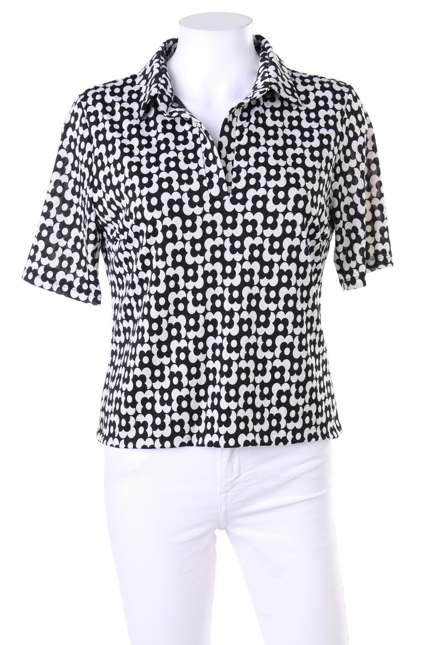 MORGAN - Shortsleeve-Shirt with Flower Print, 70s-style - L