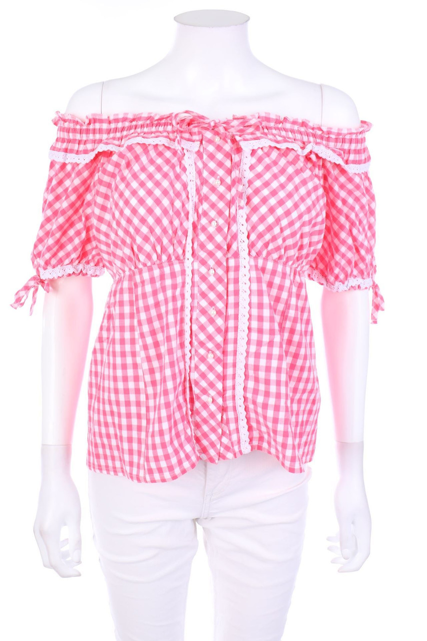 esmara - Checked Off-the-shoulder blouse with Lace - M