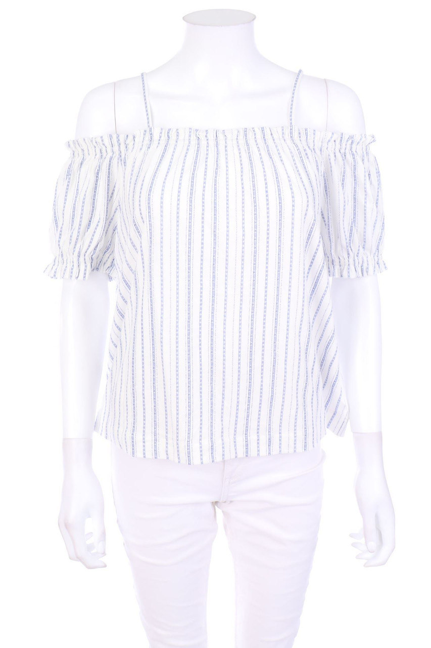 H&M - Streifen-Carmen-Bluse aus Baumwolle - S