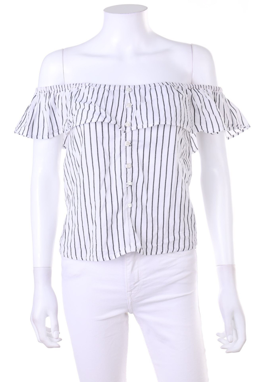 No Label - Ruffled Blouse with Stripes - D 34